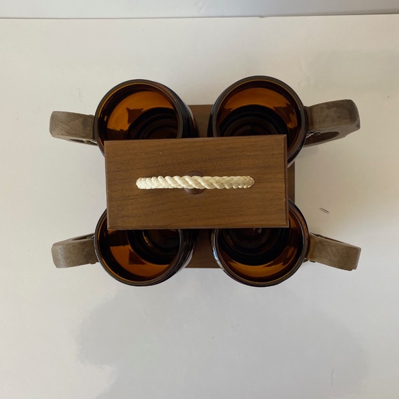 Siesta Ware Barrel Mugs with Caddy Set of 4 MCM Vintage - Picture 10 of 10